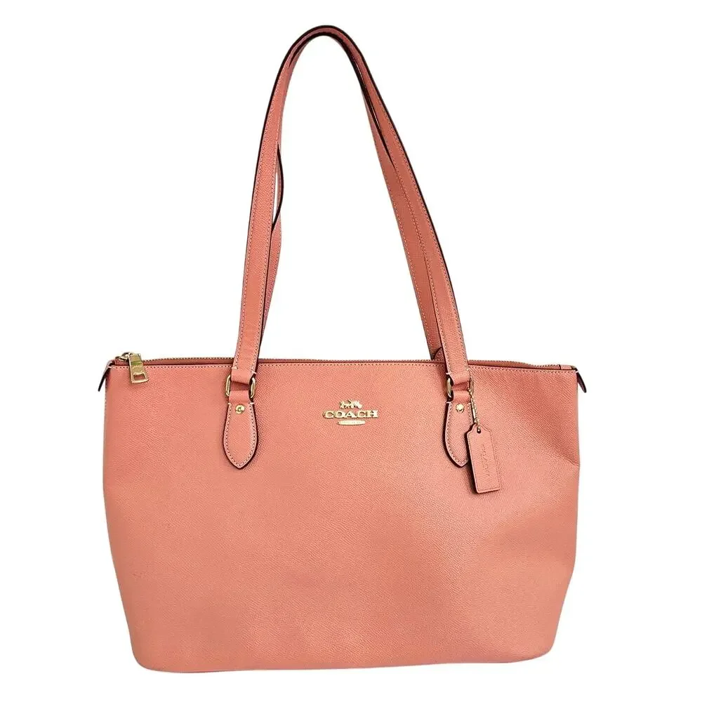 Coach Gallery Tote Bag Light Coral Pink Leather Work Travel Laptop Purse CH285